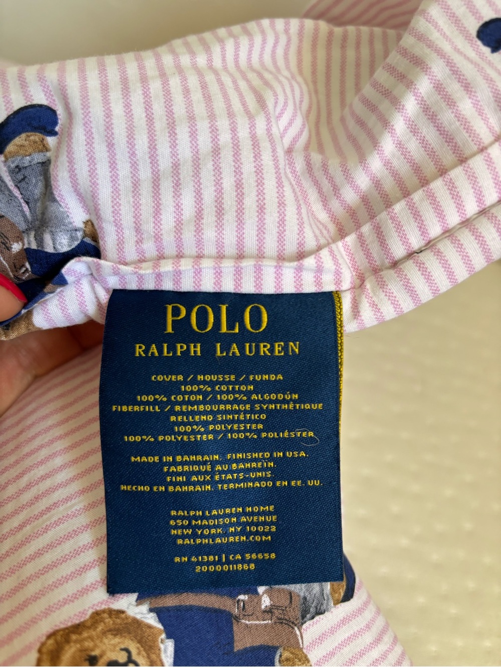 Ralph Lauren Twin Pink Polo Bear Comforter - Picture 4 of 8